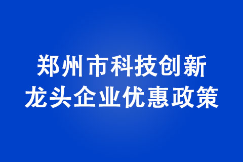 鄭州市科技創(chuàng)新龍頭企業(yè)優(yōu)惠政策