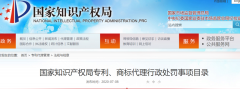 國知局發(fā)布專利、商標(biāo)代理行政處罰事項(xiàng)目錄